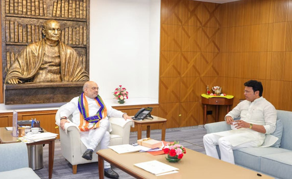 MP and former Tripura CM Biplab Kumar Deb meets Union Home Minister Amit Shah in New Delhi.
